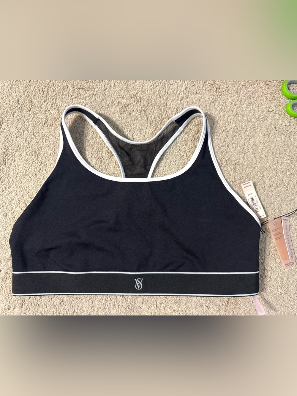 Victoria's Secret Black Sports Bra with White Trim size XL